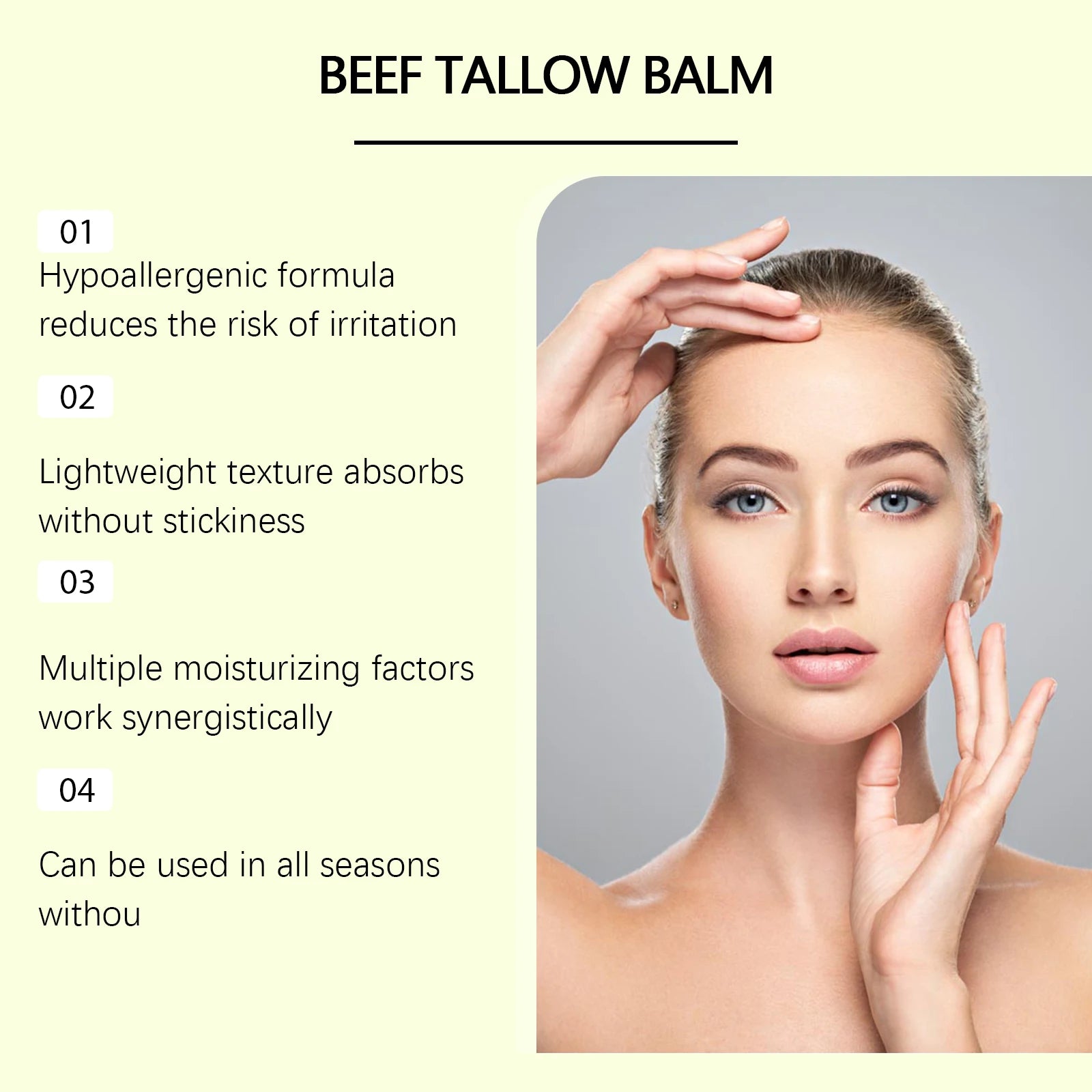 OceAura Beef Tallow Honey Balm Smooth Skin Barrier Repair Care Anti Cracking Body Moisturizer Olive Oil Nourishing Face Cream