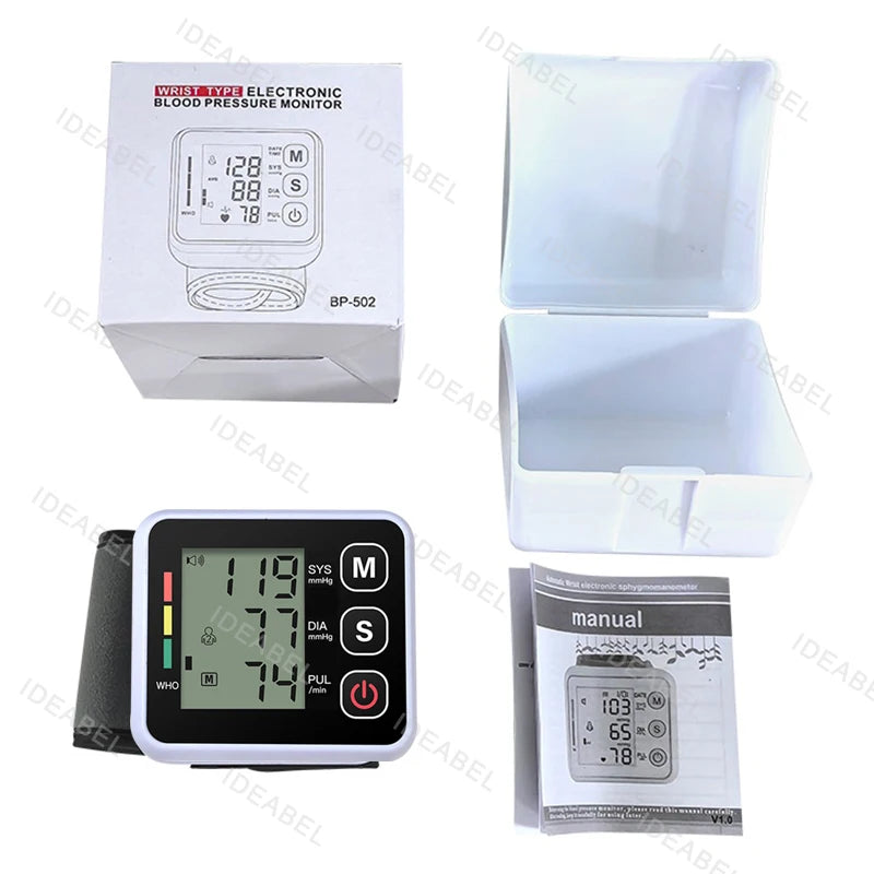 Mini Portable Battery Blood Pressure Machine Wrist Sphygmomanometer Digital Electronic Heart Rate BP Tensiometer