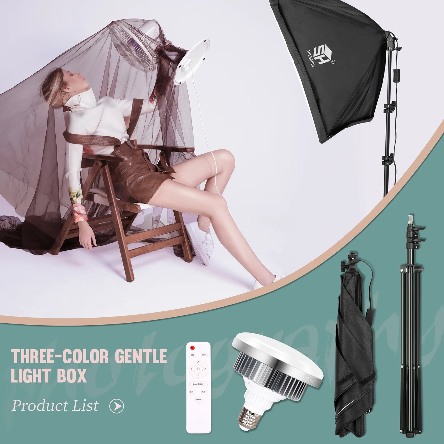 50x70cm Softbox 45W/70W Bulb Photography Studio Photo Lighting Kit Continuous Light System For Camera With  Remote Control