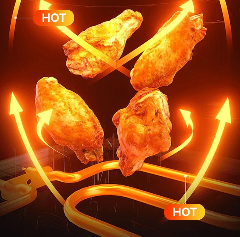 7L Air Fryer Big Capacity Stainless Steel Visible Electric Fryer Household Electric Oven Multi-function