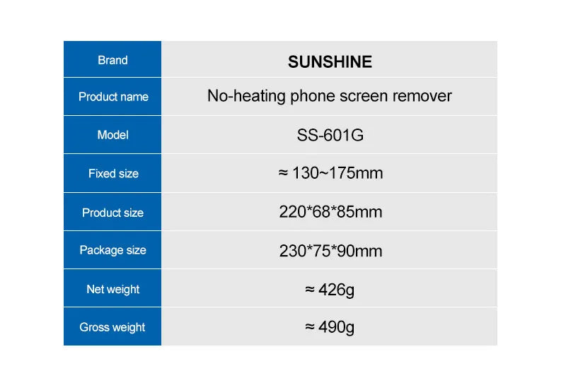 SUNSHINE SS-601G LCD Screen Separator Mobile Phone Free Heating Screen Quick Removal Clamping Fixture