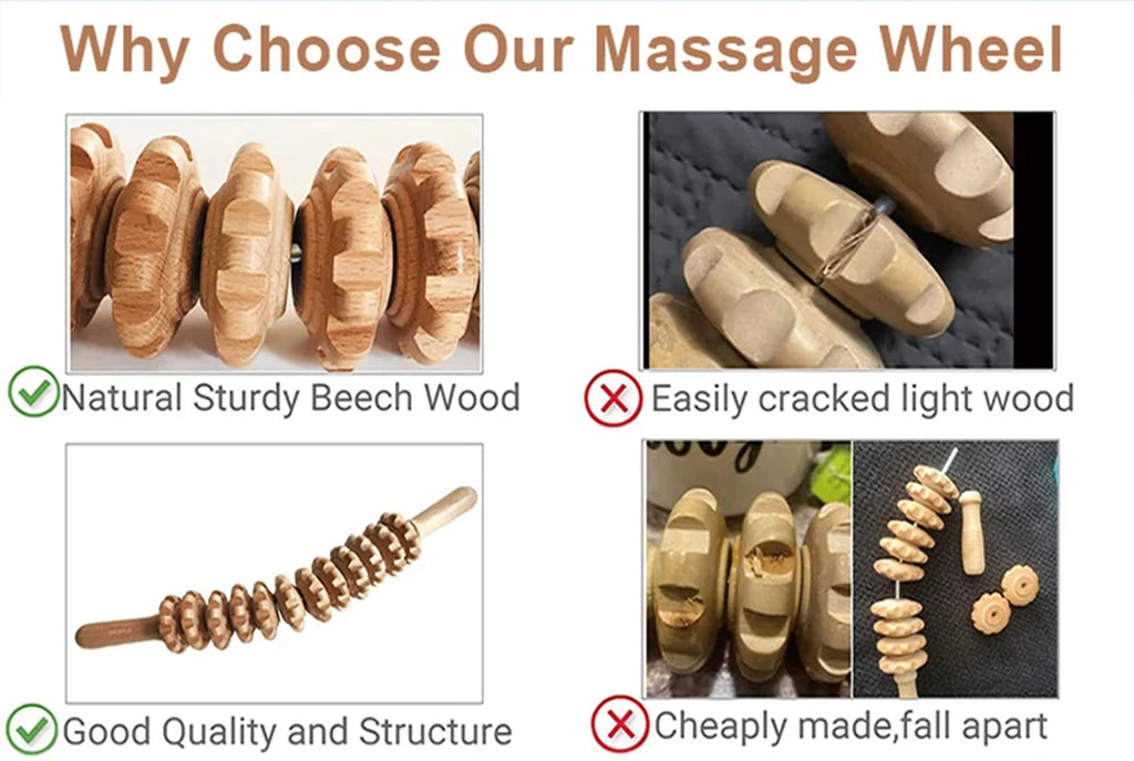Wooden Back Massage Roller Stick - 12 Gear Deep Tissue Tool Back Massage Instrument Tidesmit