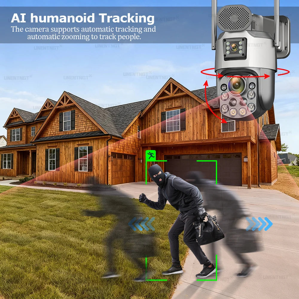 AOV 24/7 Recording Solar Cameras 60X Optical Zoom Dual Lens Surveillance 4G/eSIM Outdoor AI Human Tracking Security PTZ Camera