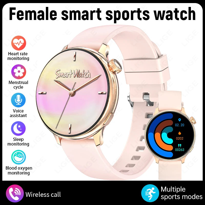 LIGE Sports Smart Watch for Women Wireless Call Heart Rate Sleep Monitor Multiple Sports Modes for Running Yoga Fitness Ladie