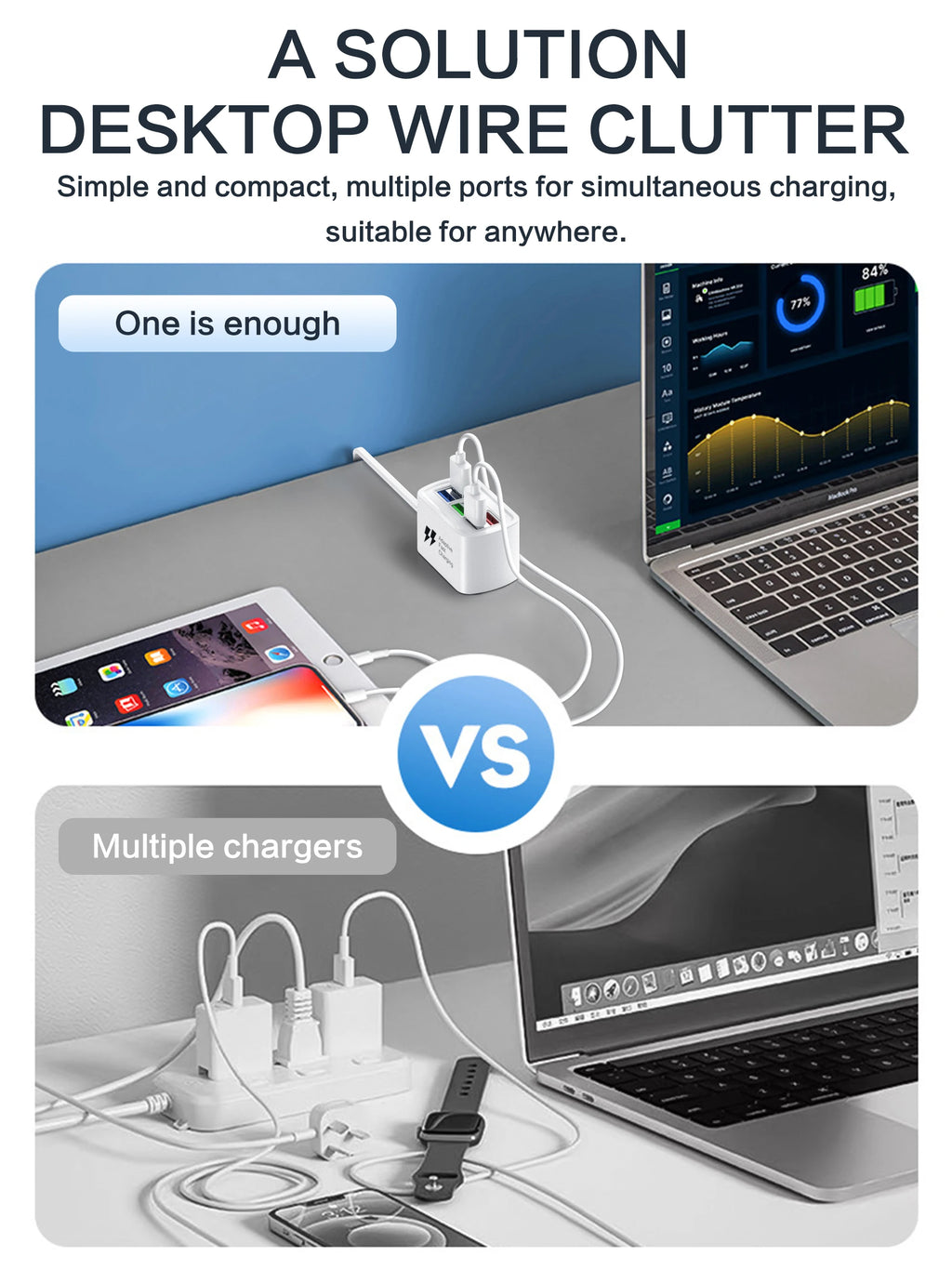 Universal 6 USB Charger Fast Charging Adapter Mobile Phone Power Strip with 1m Cable 6 USB HUB Charging Station For Home Office
