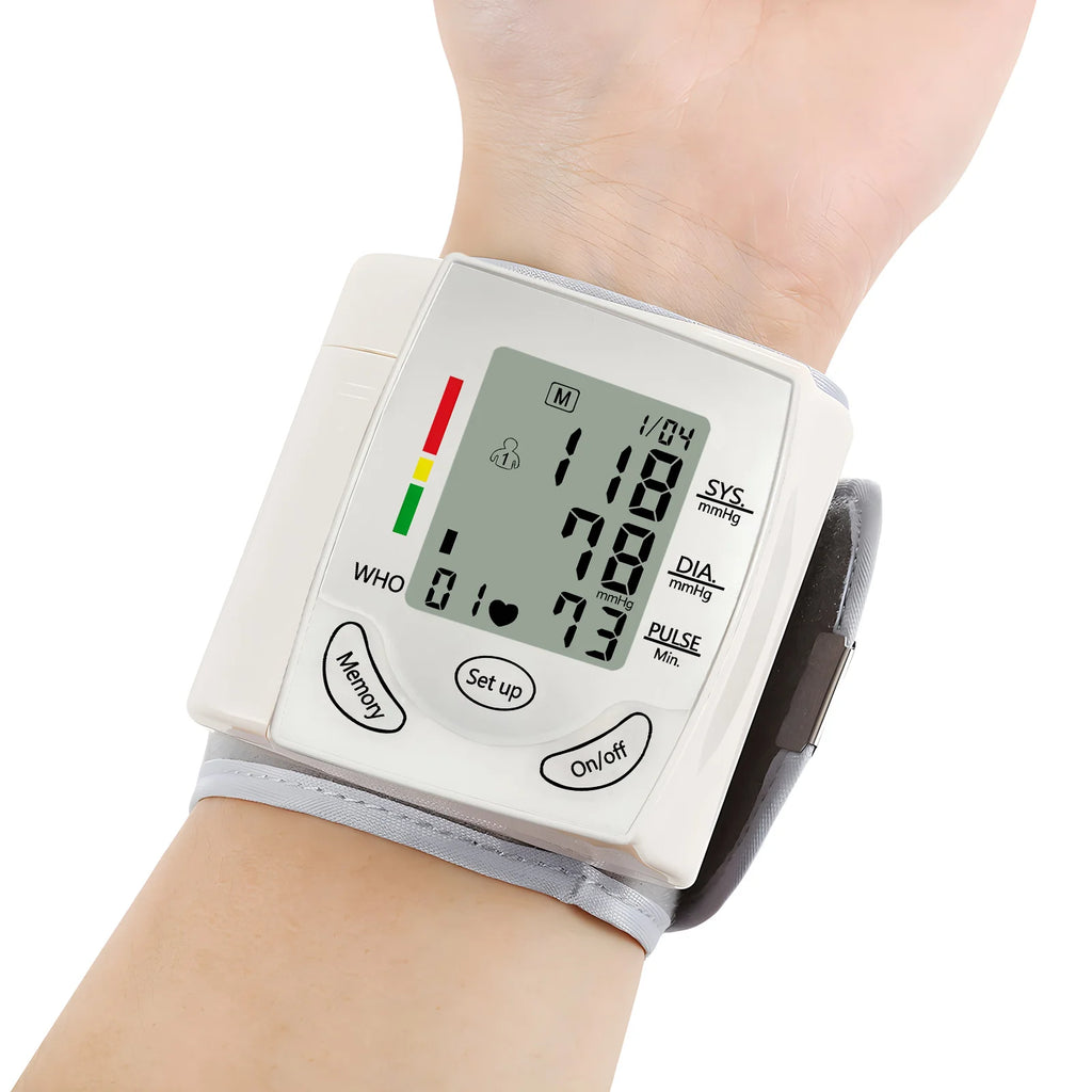 Wrist Blood Pressure Monitor Tonometer Tensiometer Automatic Digital Pulsometer Sphygmomanometer Health Monitor