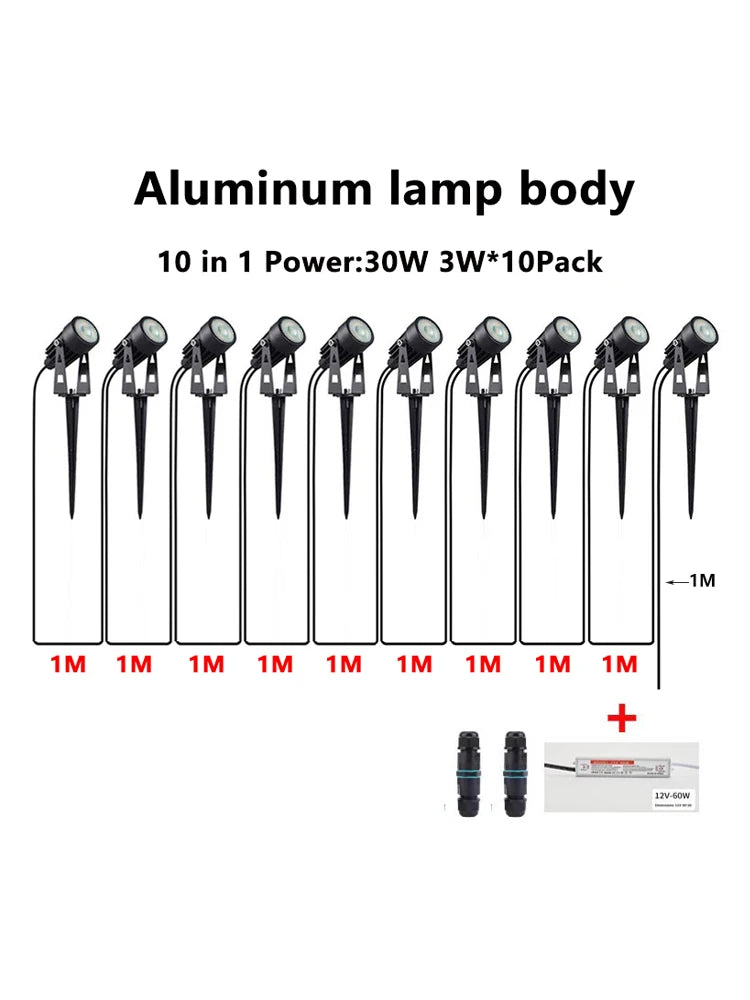 24V Low Voltage LED Garden Spot Lights 6-14Pack IP65 Waterproof + Transformer Outdoor Yard Patio Pathway Decorative Lighting