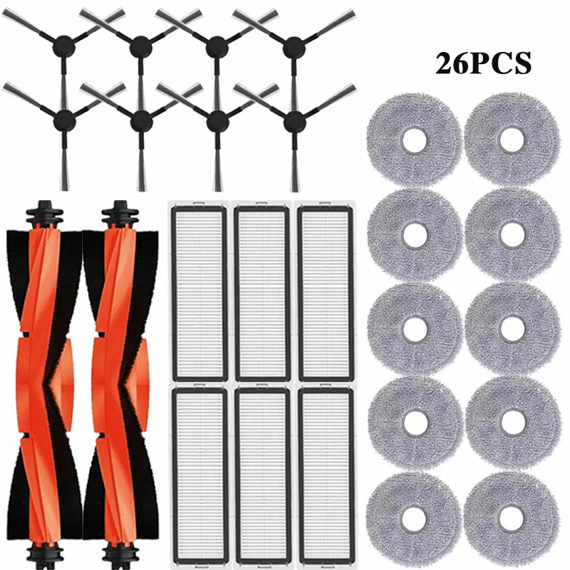 Tidesmit replacement parts set for Xiaomi Robot Vacuum S20+ S10 Plus including main side brushes and HEPA filters