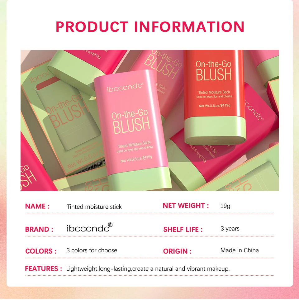 Tidesmit multi-functional waterproof blush stick showing texture detail for vibrant face makeup brightening