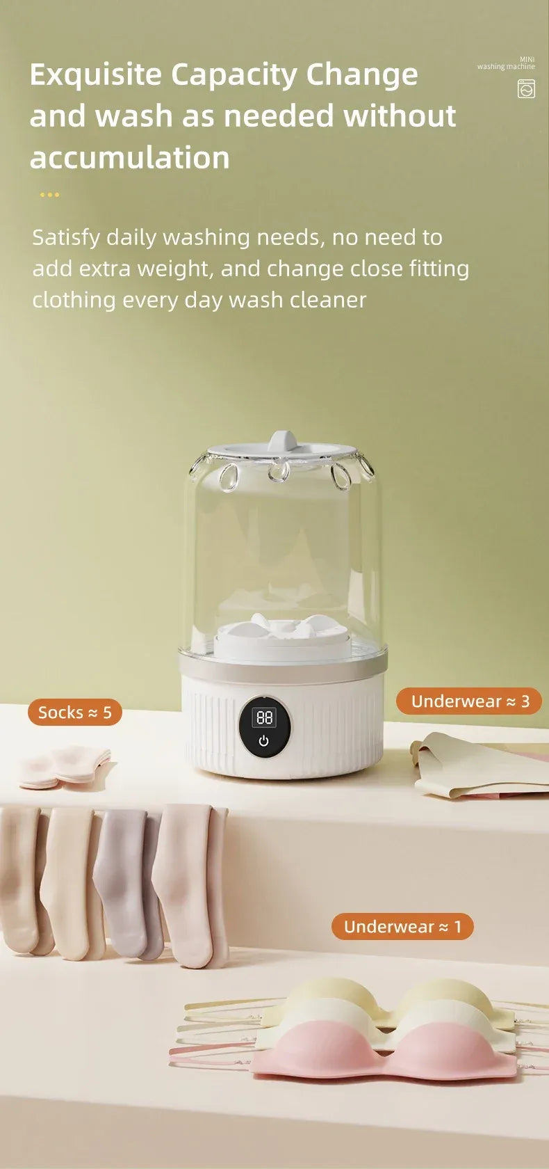 Tidesmit Wireless Mini Laundry Cup Portable Washing Machine