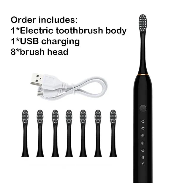 Electric Toothbrush Smart Timing Tooth Brush USB Rechargeable Teeth Clean Whitening Sonic Toothbrush With Replacement Head