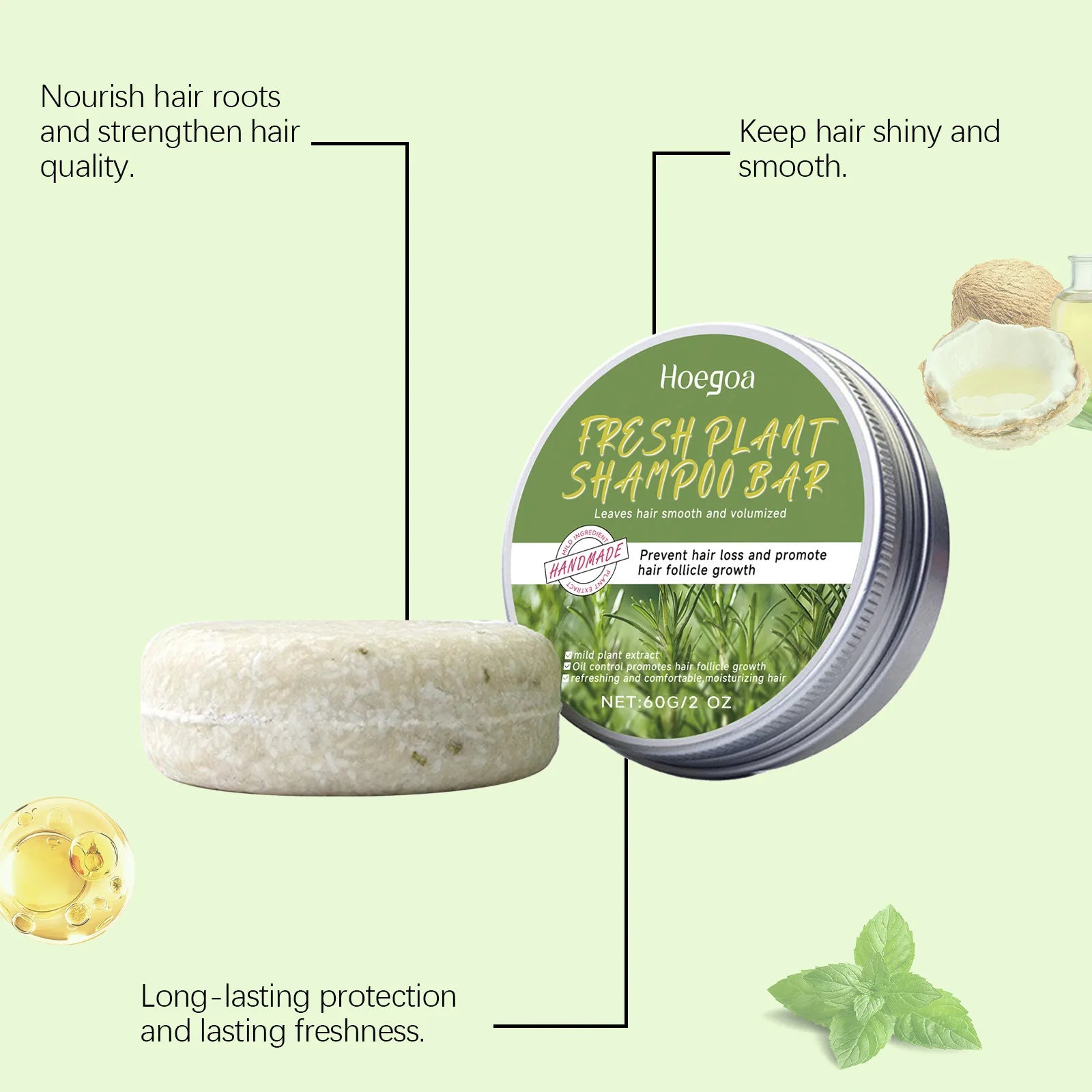 Rosemary Shampoo Bar Anti Hair Loss Oil Control Promote Hair Growth Refreshing Smoothing Volumizing Handmade Natural Hair Soap