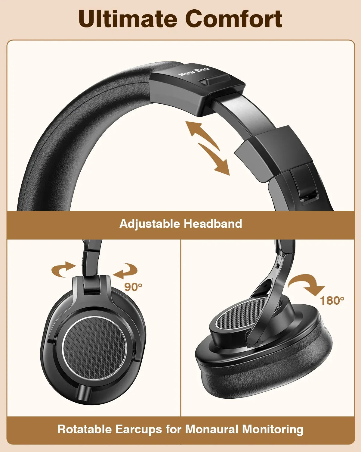 Tidesmit Wired Studio Headphones Over Ear Monitor With Mic Tidesmit