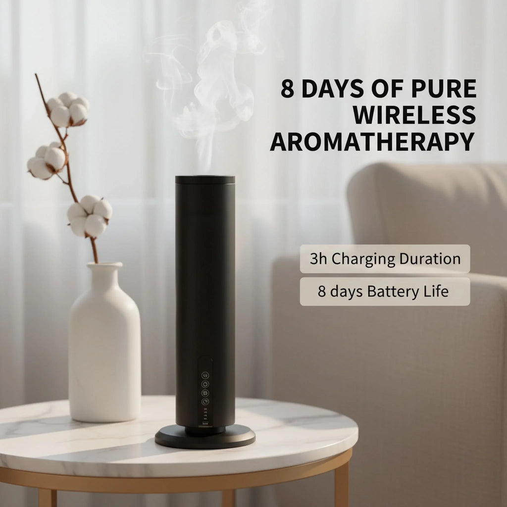 Waterless Essential Oil Diffuser  Wireless Rechargeable Bluetooth Control – Cold Air Aromatherapy Scent Machine for Large Rooms