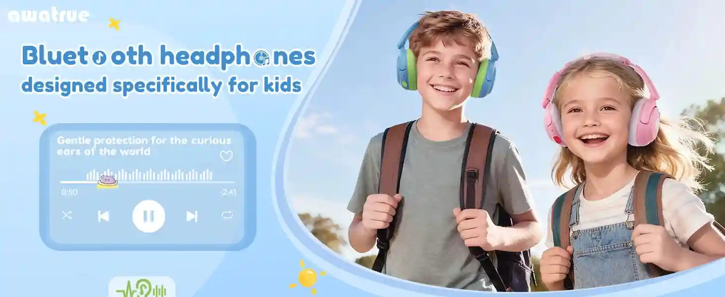 Kids Wireless Headphones - Safe 85dB Audio Over-Ear Design Tidesmit