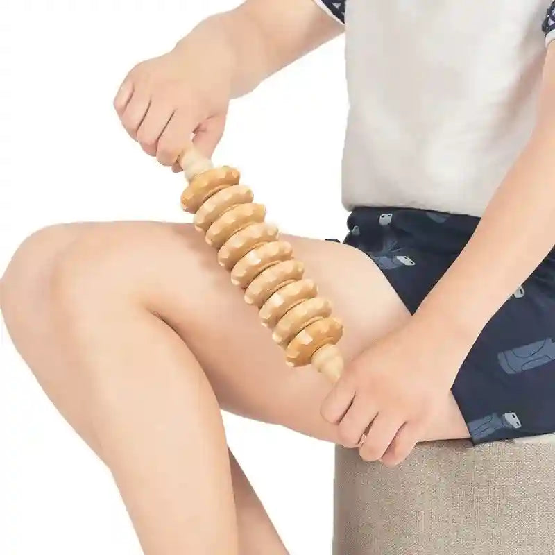 Fascia Massager Roller – Wood Grooved Manual Deep Tissue Tool Back Massage Instrument Tidesmit