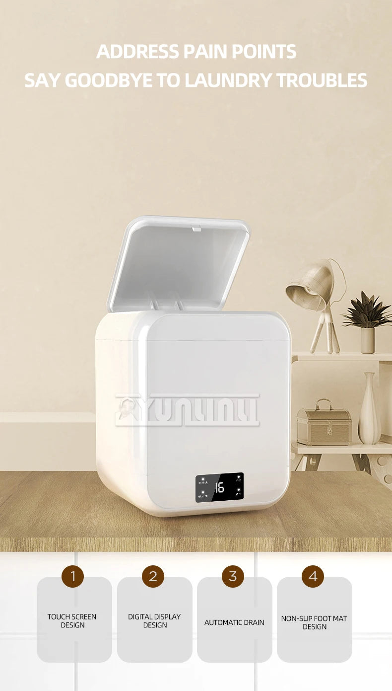 Tidesmit 12L semi-automatic portable mini washing machine showing internal drying basket and spin features