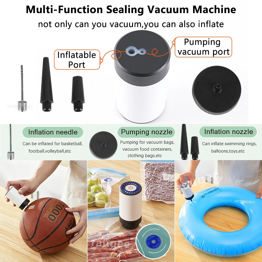 Air Pump Sealer Electric Vacuum Sealer Pump Automatic Dry/Wet Food Sealing Pump USB Rechargeable Mini Air Pump Machine