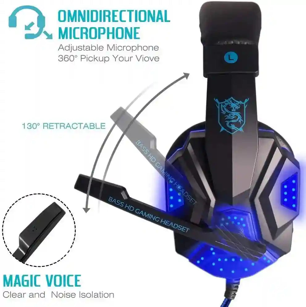 Wired Gaming Headset with Microphone - 7.1 Surround Sound for PC and PS5 Tidesmit