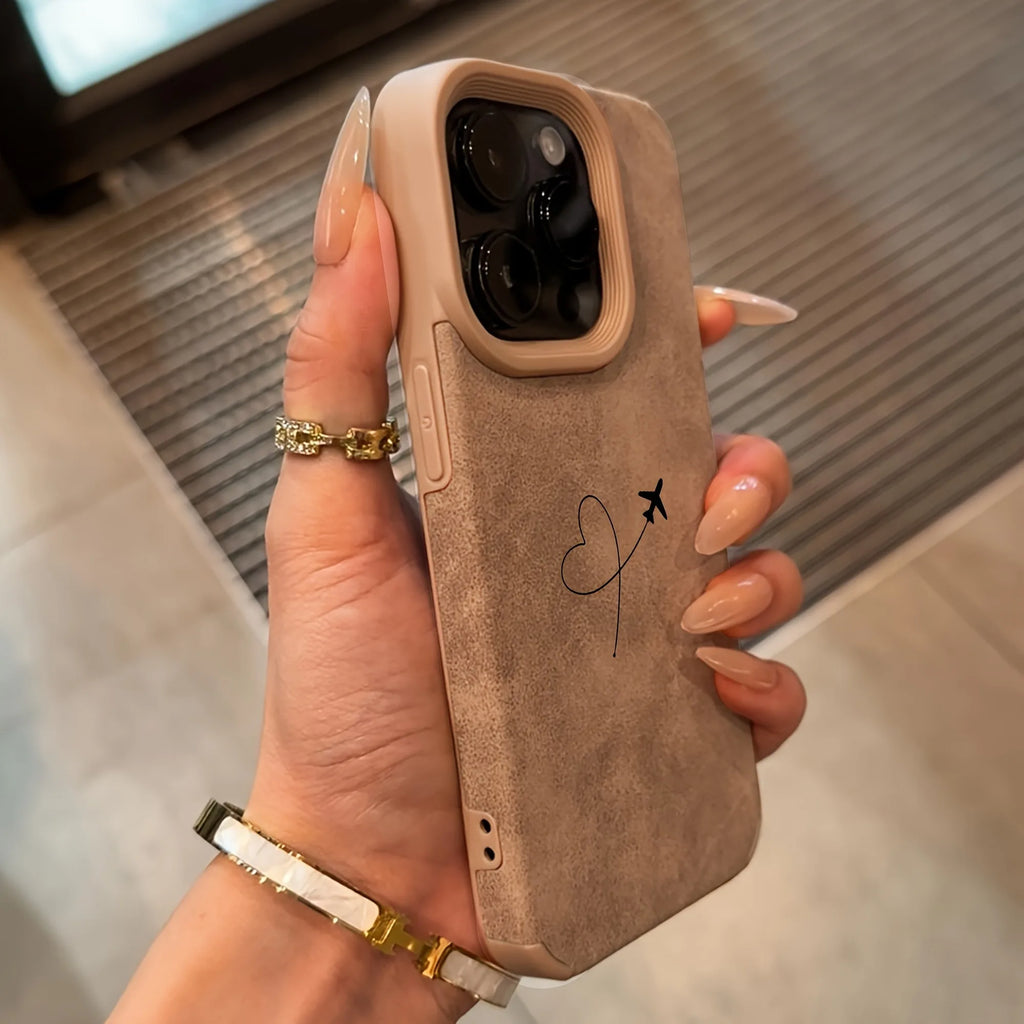 Airplane Heart iPhone Case: Durable Faux Leather Shock-Absorbing Cover Tidesmit
