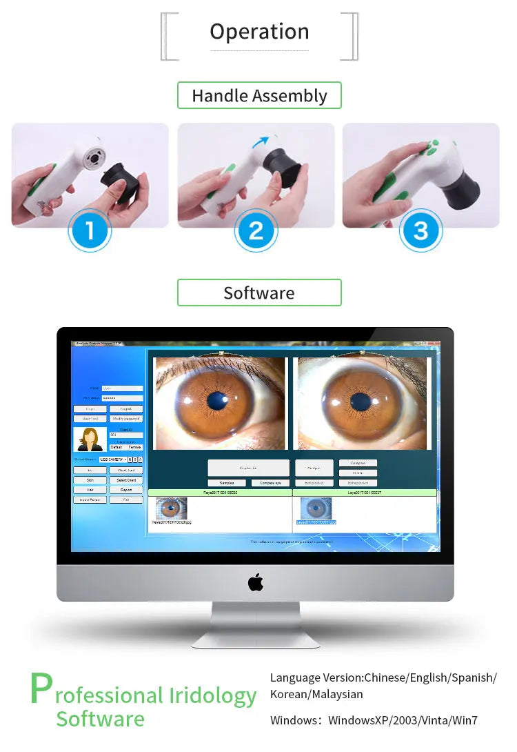 Iris Analyzer System - 12MP Wireless Digital Iridology Health Tool Body Shaping Massage Equipment Tidesmit