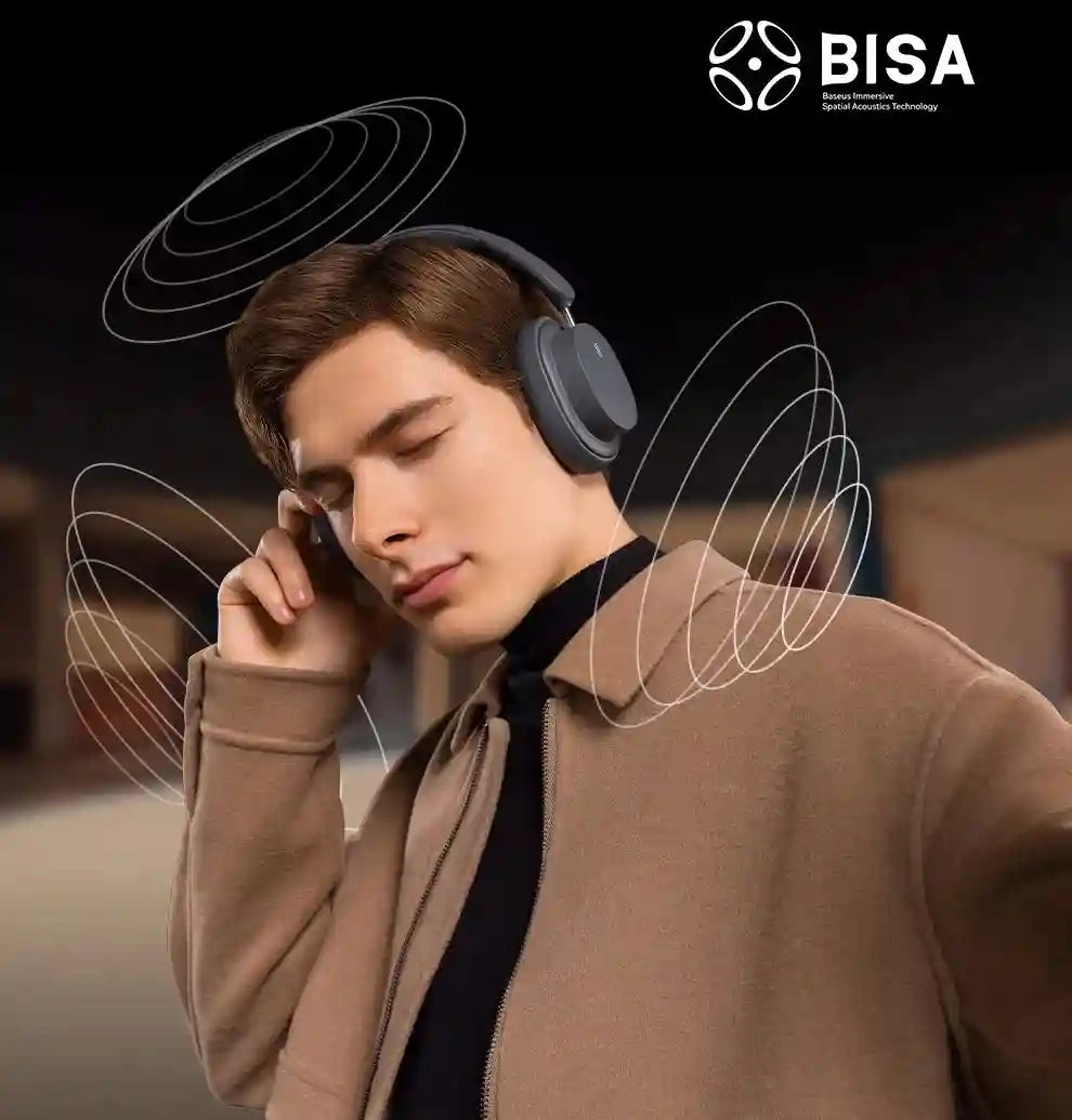 Wireless Over-Ear Headphones with 70H Playtime and Spatial Audio - Gray Tidesmit