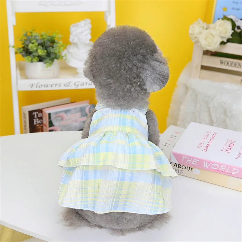 Candy Color Puppy Dog Layered Skirt Dresses Spring Summer Pet Clothes for Small Dogs Poodle Yorkshire mascotas Princess Dresses