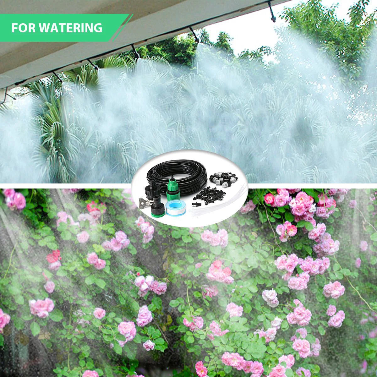 20-Meter Automatic Spray Cooling System Kit, Outdoor Patio/Garden Spraying System, DIY Micro-Irrigation Kit