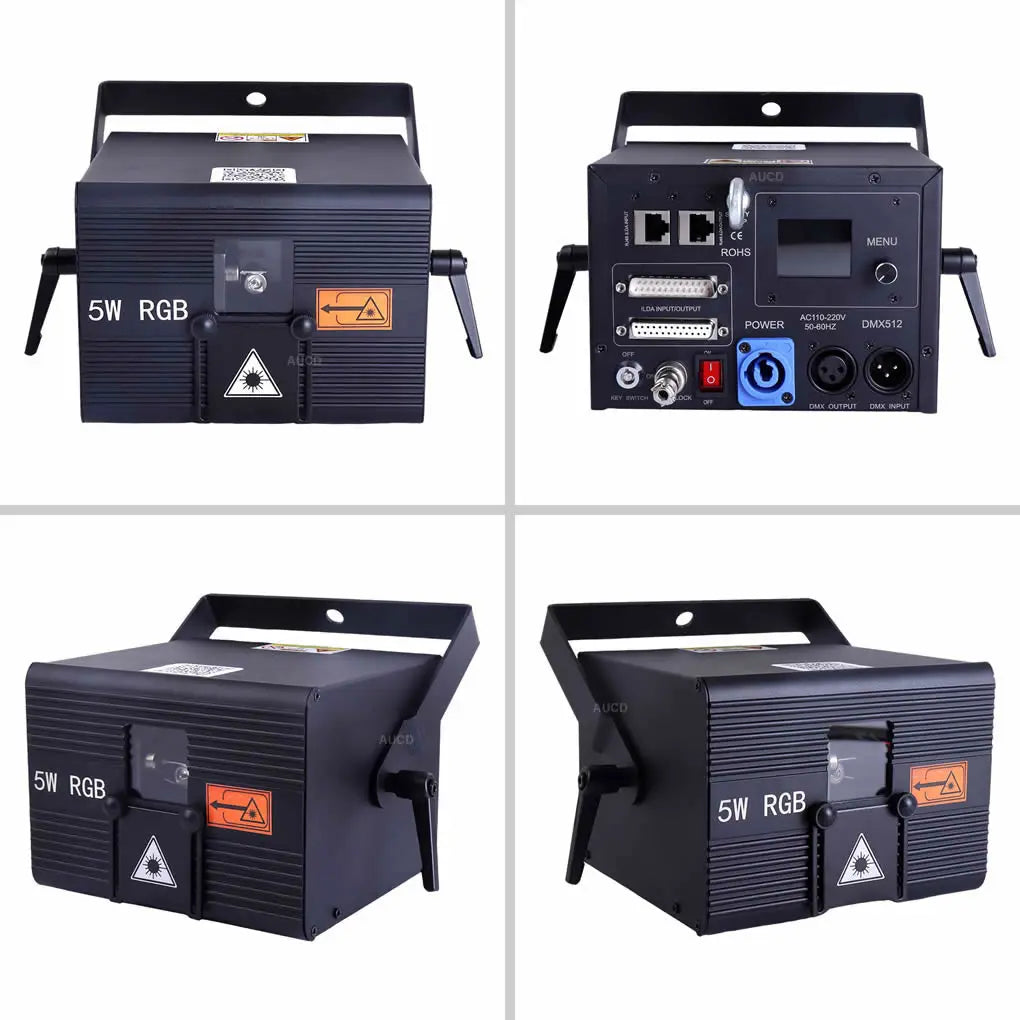 USA Warehouse 5W RGBW Laser Animation Scan Projector Lights + Apple & Android App Control ILDA For Party Bars DJ Stage Lighting