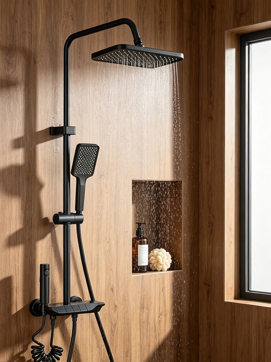 4-way Piano Shower System With Rain Shower Bidet Faucet Hot Cold Water Mixer For Bathroom Shower Kit