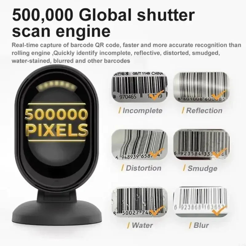 Ergonomic Wire Barcode Scanner With 360°Omnidirectional Reading 800x600 Resolution For Retail Inventory Management 896C