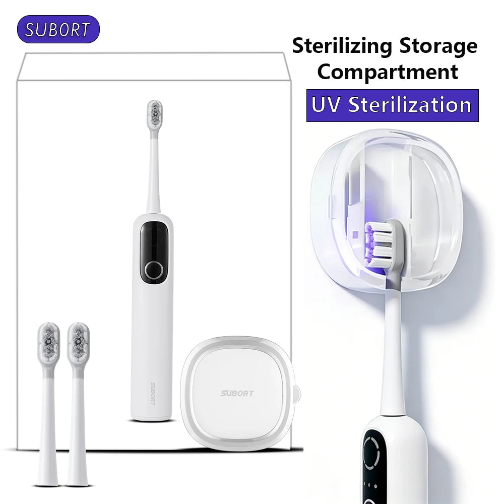 SUBORT S1 Sonic Oscillating Electric Toothbrush, 60° Swing, UV Sterilization Box, Copper-Free Brush Head, 220 Days Battery Life
