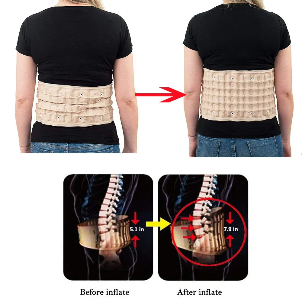 Lumbar Back Decompression Belt – Air Pump Relief Kit for Pain Support Relaxation Treatment Tidesmit