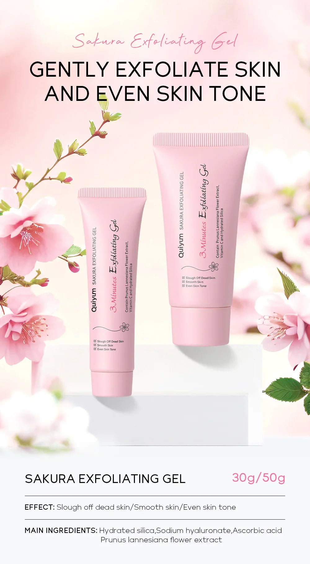 Sakura Exfoliating Peeling Gel | Smooth Face Scrub, 30g & 50g Tidesmit Scrubs Treatments Tidesmit