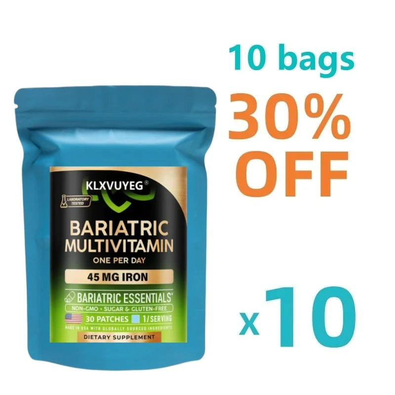 Bariatric Multivitamin - 45 mg Iron Supplements - All-in-One, 21 Essential Vitamins - Gastric Sleeve Support, 30 Patches/bag