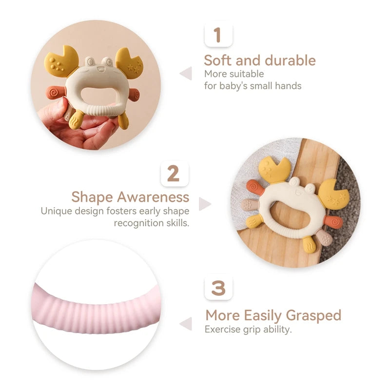 Silicone Baby Teether Baby Toys 0 to 12 Months BPA Free Chewing Teething Toys Crab Multicolor Teether Reborn Silicone Toys Gift