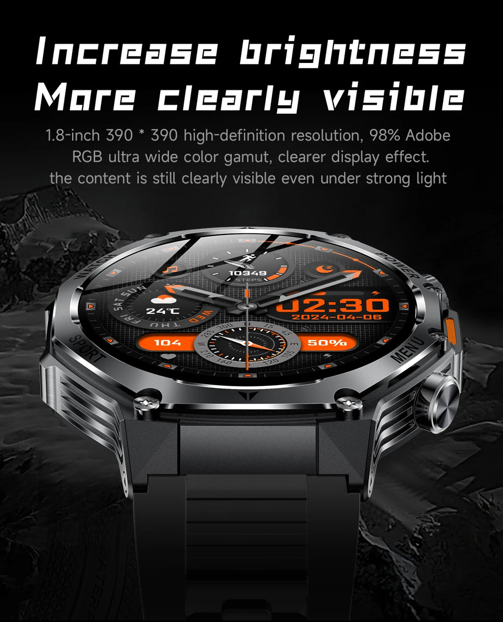 YLL-AK82 Outdoor Sport for Smart Watch Fitness Tracker Sleep Tracker IP67 Waterproof AMOLED Screen Heart Rate Monitor