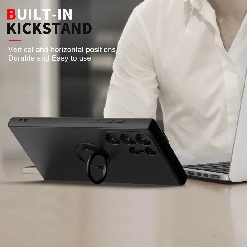 Magnetic Silicone Phone Case for Galaxy S25 with Ring Stand Tidesmit