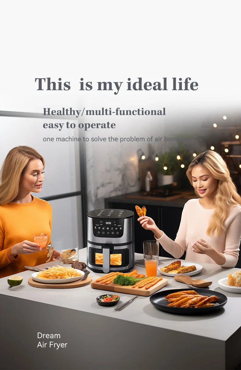 Hot Sales Air Fryer 7L Oil-free Air Fryer 360°Baking Convection Oven Air Fryers For Chicken Wings Fries Chips Healthy Cooker