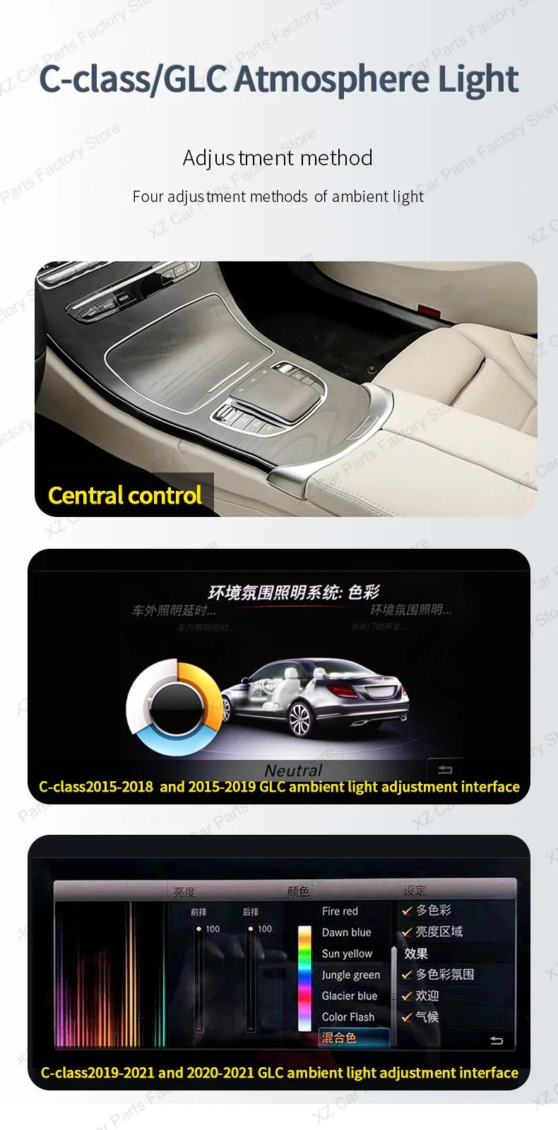 Mercedes Benz W205 X253 64-Color LED Ambient Lighting Kit Tidesmit