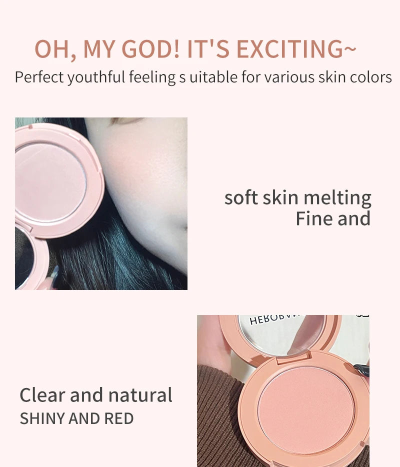 Tidesmit Herorange monochrome matte blush powder in Peach Orange shade texture close-up for natural makeup look