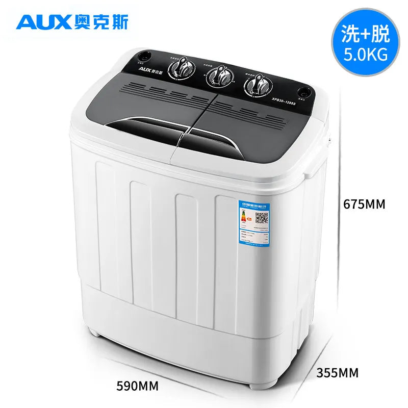 Tidesmit 5KG dual barrel semi-automatic mini washing machine for compact laundry in dorms and small apartments