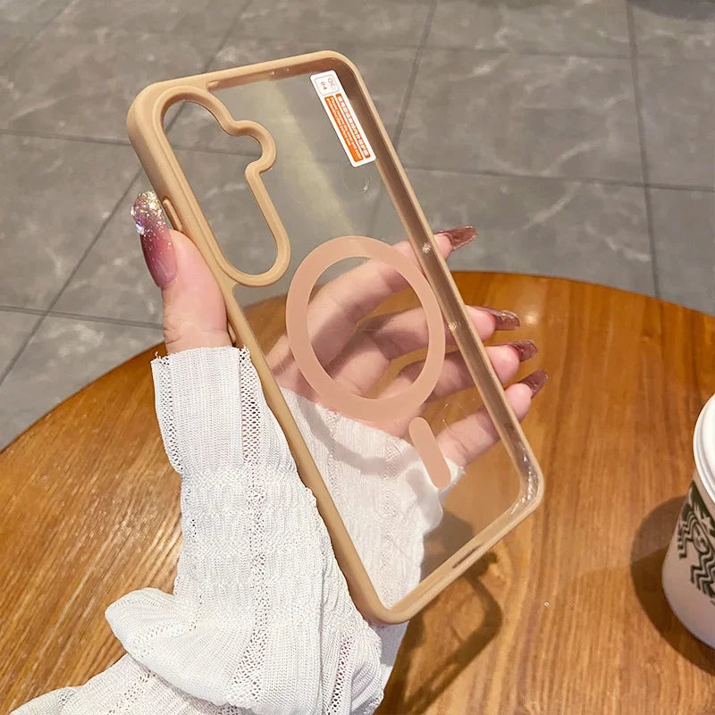 Magnetic Wireless Charging Phone Case for Samsung - Shockproof Cover Gold Tidesmit