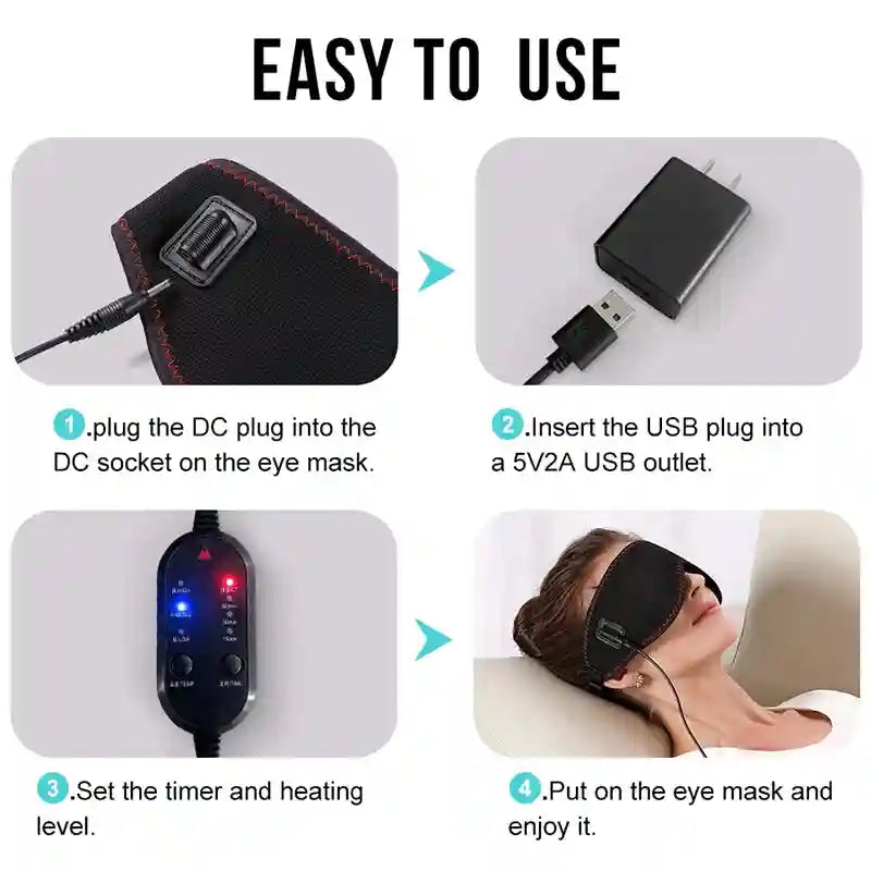 Heated Eye Massage Mask with 3 Heat Modes - Portable Wellness Device Eye Massage Instrument Tidesmit