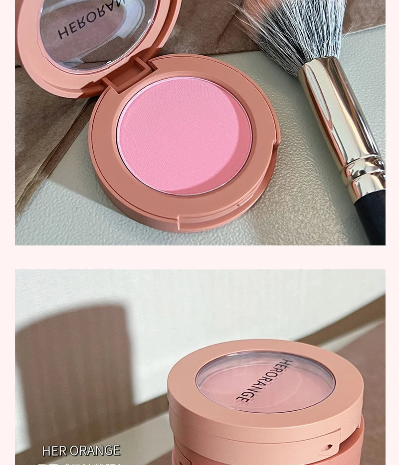 Tidesmit Herorange monochrome matte blush swatch showing soft peach orange pigment and waterproof long lasting finish