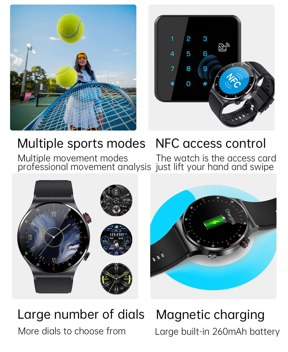 GPS ECG+PPG Bluetooth Call Smart Watch Men 2026 Sports Bracelet NFC Waterproof Custom Watch Face Men SmartWatch For IOS Android