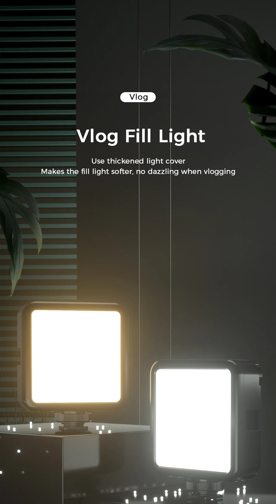 LED Video Light Dimmable Vlog Panel | 3200-5600K Adjustable Color Tidesmit