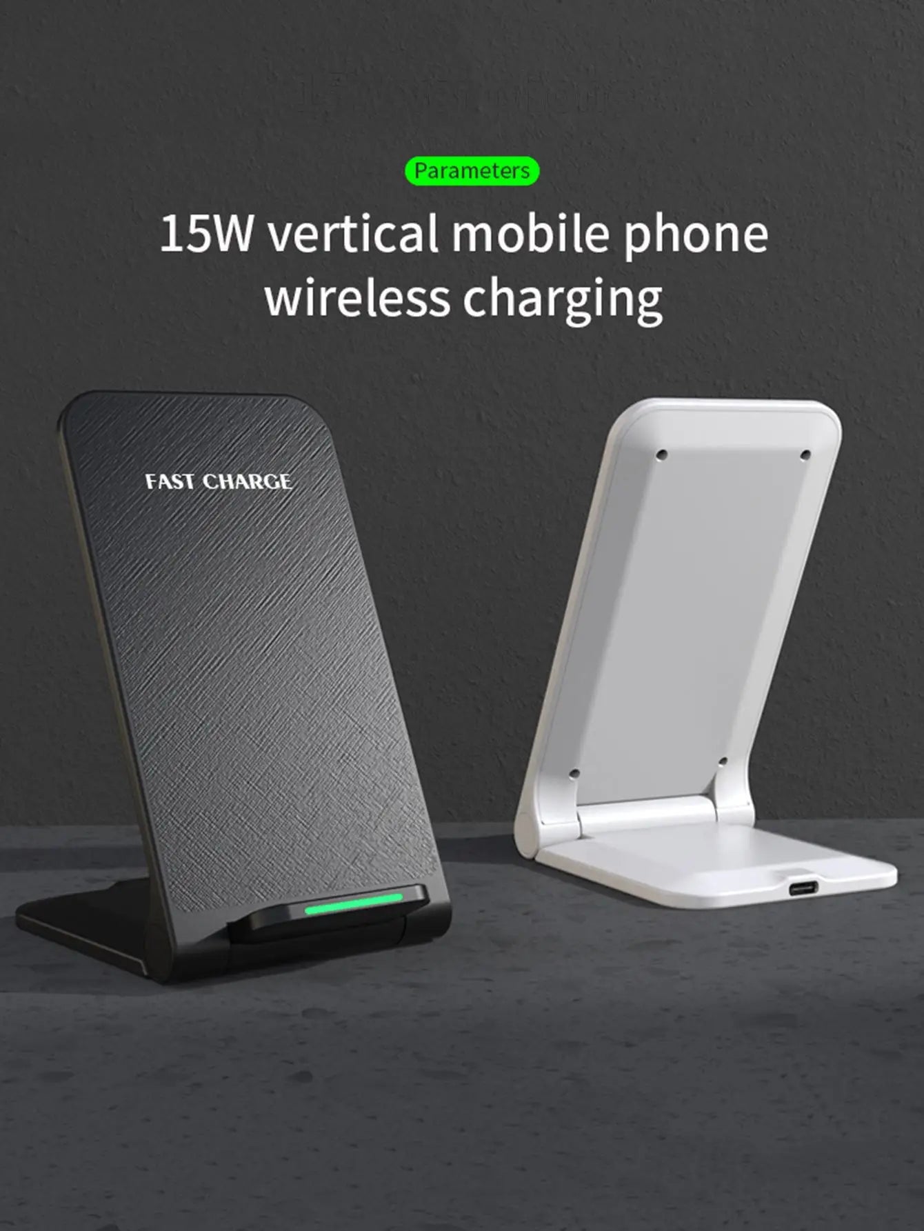 15W Foldable Wireless Charger Stand - Qi Certified Fast Phone Holder Tidesmit