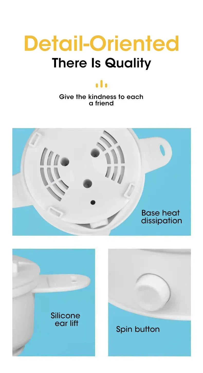 Foldable electric hot pot kettle, white base with vent holes and spin button