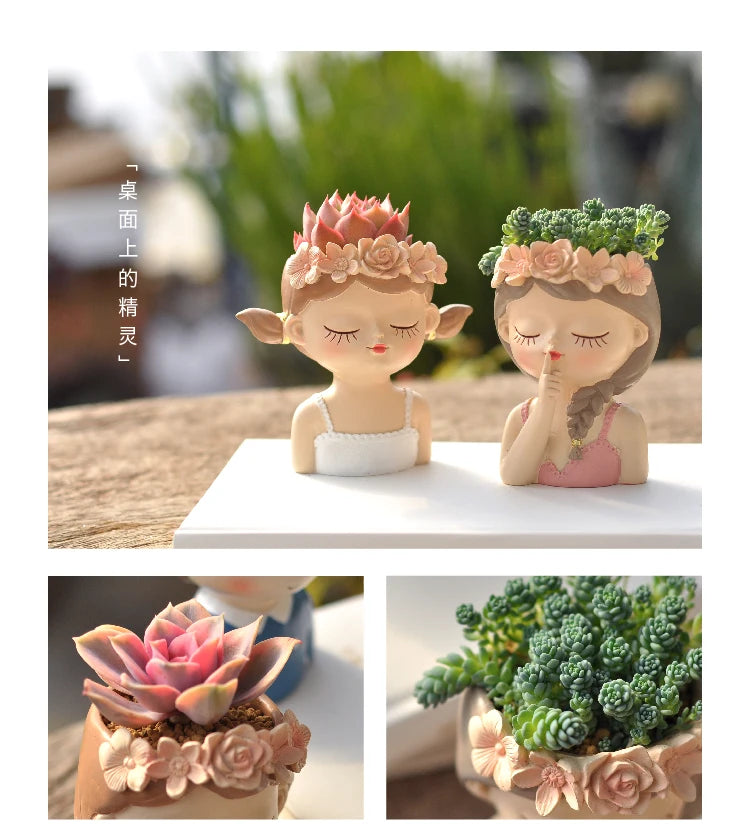 Fairy Succulent Flowerpot Desktop Ornament Succulents Plant Potted Green Plants Vase  Home Gardening